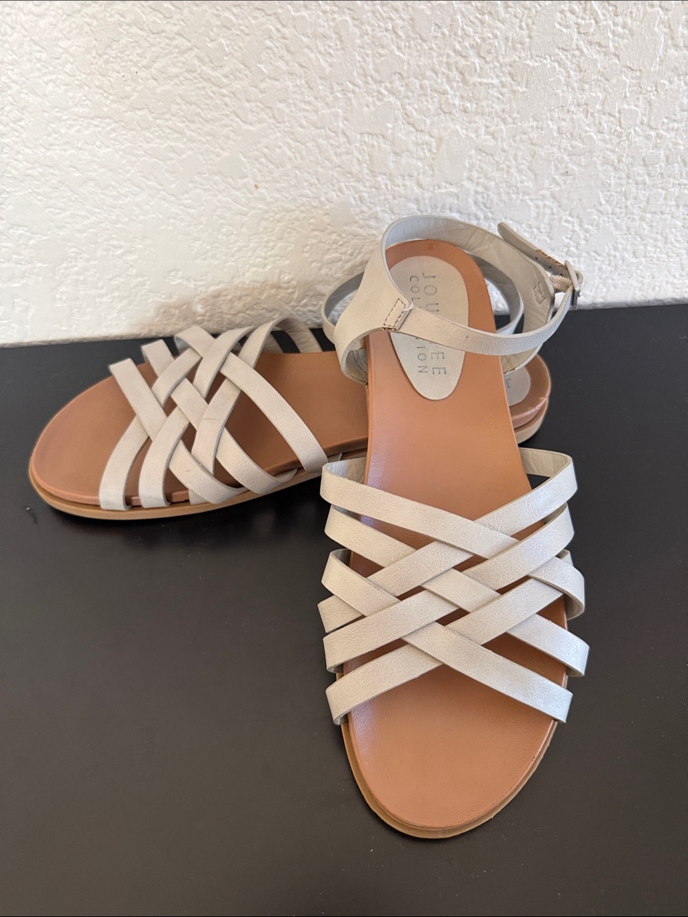 Journee Collection Grey Kimmie Ankle Sandals